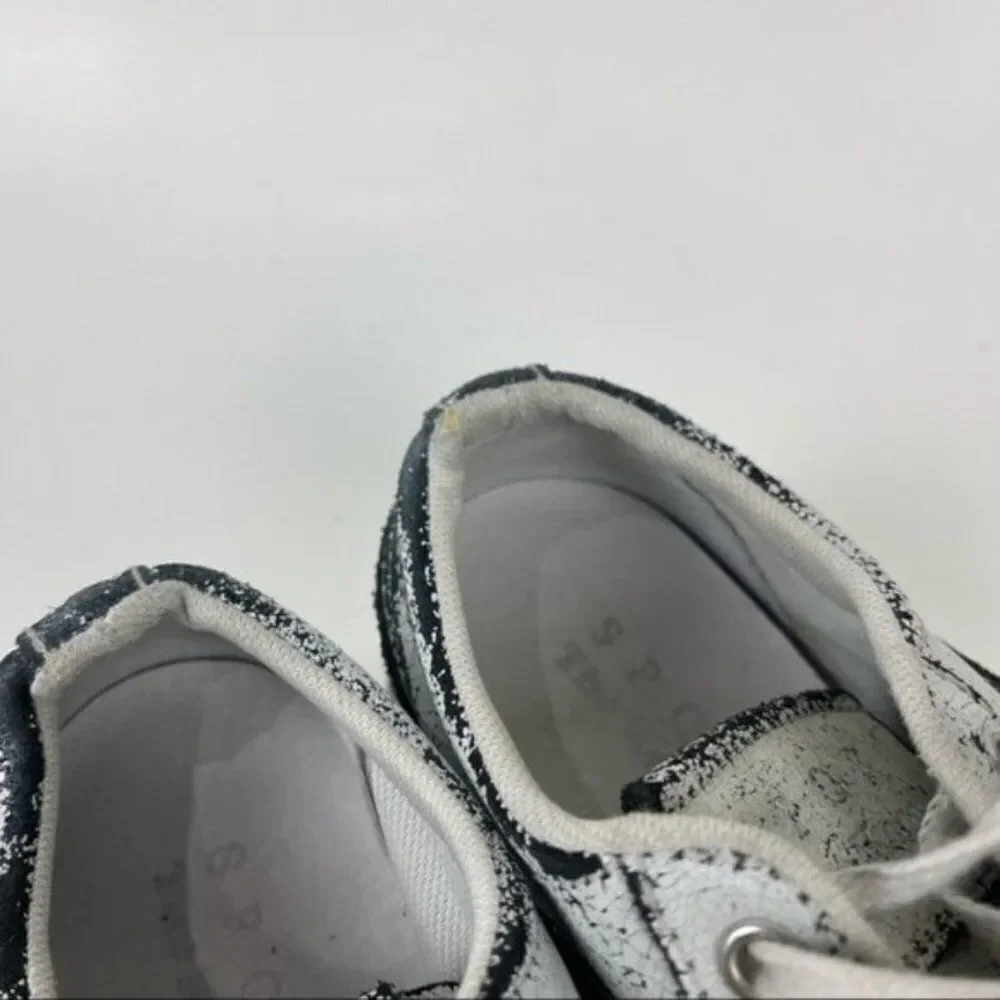 The Kooples Sport Distressed Cracked Leather Low Top Trainer Sneakers Sz 37